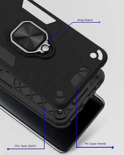 Image of Pikkme Poco X3 / X3 Pro Back Cover | Tough Armor Bumper | 360 Protection Case | Ring Holder Stand Case for Poco X3 / X3 Pro (Black)