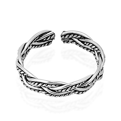 AeraVida Oxidized Celtic Weave Design Sterling Silver Toe Ring or Pinky Ring