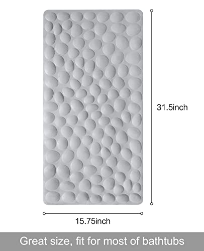 Bligli Bath Tub Shower Mat, 16X31.5 Inch Standard Non-Slip Bathtub Mats With Strong Suction Cups, Soft Rubber Anti-Slip Bathroom Floor Mat, Machine Washable, Comfort On Feet, 100% Bpa Free (Grey) #TOP5