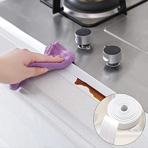 Oopsu 3 Pack 1.5 Inch X 10.5Ft White Caulk Strip Tub Caulking Tape Self-Adhesive Waterproof Sealing Tape For Kitchen Countertop,Sink,Bathroom,Toilet,And Bathtub Floor Wall Edge Protector #TOP4