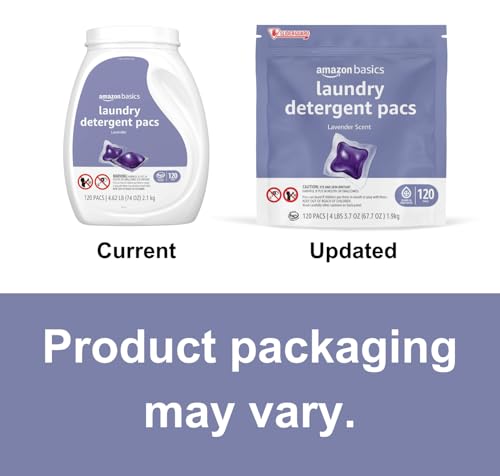 Amazon Basics Laundry Detergent Pacs, Lavender Scent, HE Compatible, 120 Count view 3