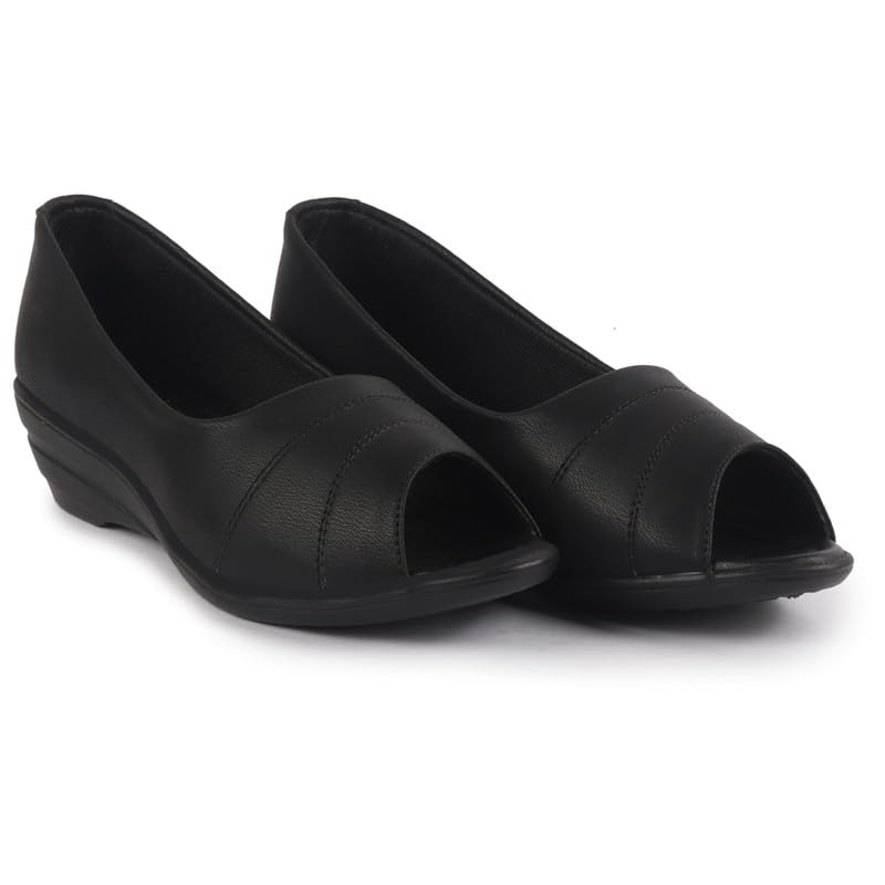 Image of FAUSTO Women Stylish Backless Casual Ballets | Low Heel Cut-Out Slip-On Ballerinas | Comfortable Walking Flats Sandals | Memory Cusion Insole