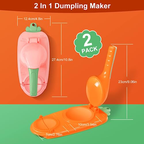 2 In 1 Dumpling Maker Machine, Dumpling Maker 2 Pack, 2023 New Household Automatic Dumpling Maker, Maker Press For Pressing Dumpling Skin Wrapper Mould Dough Press Maker (Orange)… #TOP3