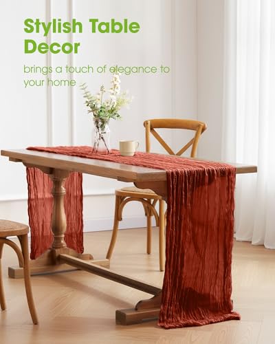 Pureegg 2 Pack Cheesecloth Table Runner 120 Inch Rust - image 2