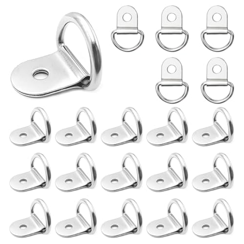 ZYEKIU 20 Pezzi Anello Ancoraggio Anello di fissaggio Inox D moschettone, Ganci Ad Anello Robusto Anelli di Fissaggio Ganci per Furgoni Auto Camion Barche Rimorchi Anello (Argento)