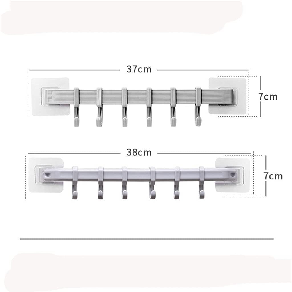 2pcsMultifunction Storage Hook Holder 6 Hooks Wall Door Hanger Rack for Spoon Scoop Bathroom Kitchen Organizer