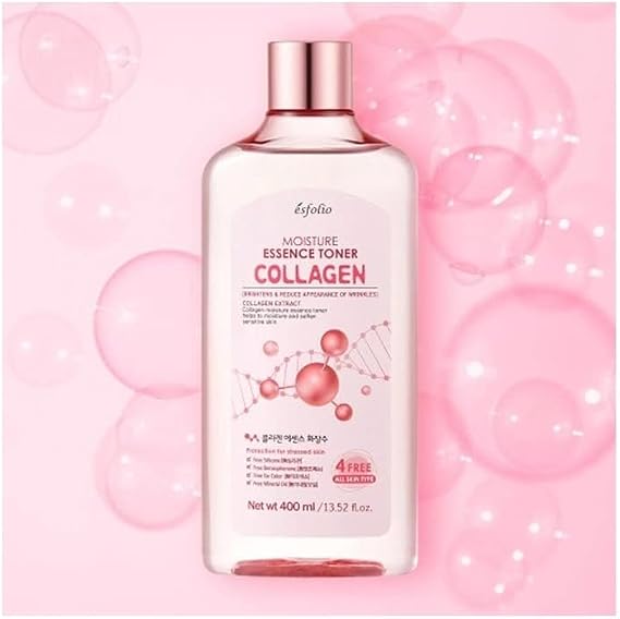 Esfolio Moisture Collagen Essence Toner 13.52 Fl Oz, Hydrating Facial Toner with Hydrolyzed Collagen, Hyaluronic Acid and Niacinamide, Daily Korean Skincare for Smooth, Refreshed Looking Skin