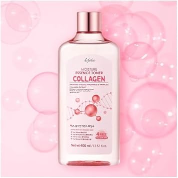 Esfolio Moisture Collagen Essence Toner 13.52 Fl Oz, Hydrating Facial Toner with Hydrolyzed Collagen, Hyaluronic Acid and Niacinamide, Daily Korean Skincare for Smooth, Refreshed Looking Skin