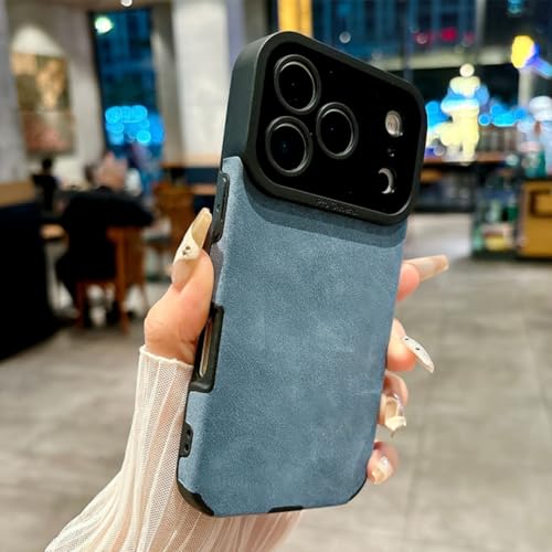 Étui iPhone 16 cuir bleu marine antichoc coque mat de luxe