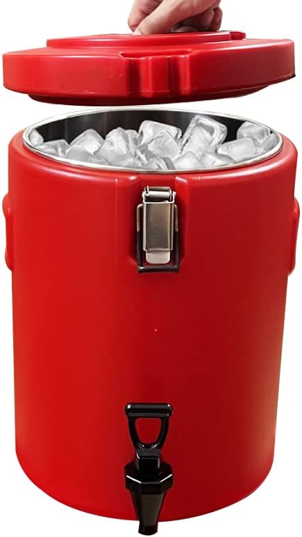 Water Cooler Dispenser 3 Gallon -Hot Ice Beverage Dispenser SUS304 Stainless Steel Interior and Spout Spigot,Insulated Ice Barrel Drink Cooler Water Jug for Camping Outdoor Party