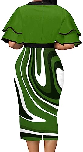 Fovenk Church Dress For Women Crew Neck Bodyon Casual Business Green Pencil Dresses Bow-Knot Wear To Work With Zipper #TOP1