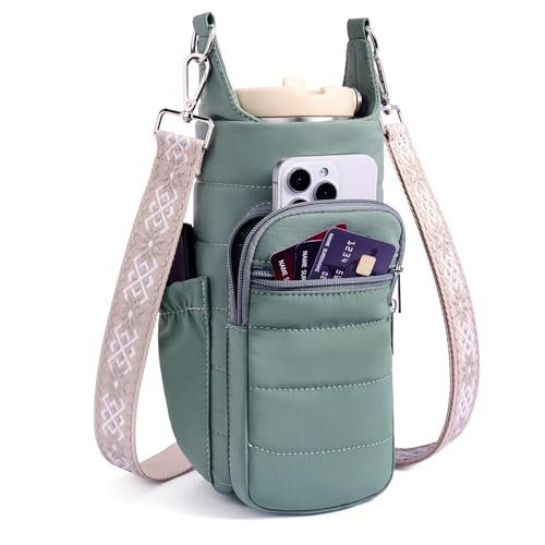 Lexiyat 40 oz Water Bottle Crossbody Insulated Carrier Black