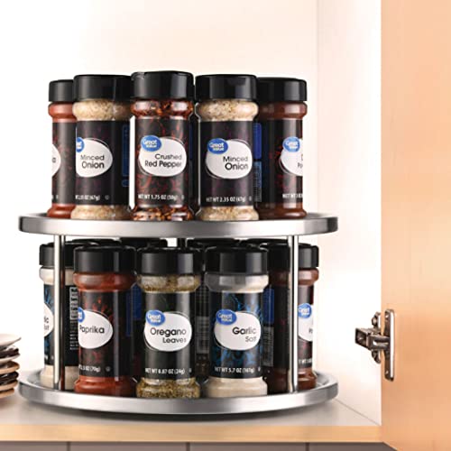 2 Tier Lazy Susan - 2 Pack Stainless Steel 360 Degree Turntable – Rotating Tabletop Stand For Your Dining Table, Kitchen Counters And Cabinets – Spice Rack Organizer Tray 10.5" Diameter - 2 Pack #TOP7