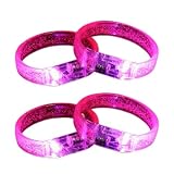 Generico Braccialetti Luminosi Fluorescenti, 4 Pezzi Bracciali LED Rosa per Concerti, LED Luminoso Bracciale Uomo Donna, Novità Braccialetto Luminoso Bambini Adulto per Concerti Matrimoni Sport Party