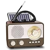 SGZIOO Solar Radio, AM/FM/SW Vintage Radio, Retro Radio Klein, Küchenradio Nostalgie mit Bluetooth...