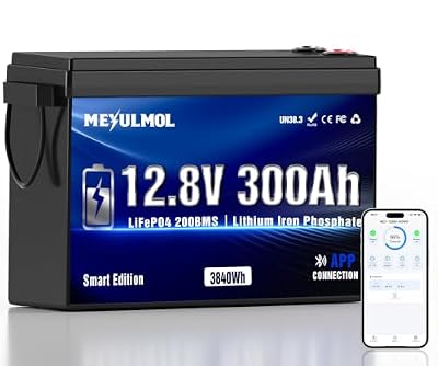 12V 300Ah LiFePO4 Lithium Battery with APP Monitoring, 200A BMS, 15000+ Cycles, 3840Wh, Expandable to 4S4P, Lithium Battery with Low-Temp Protection for RV, Solar, Camping, Off-Grid & Home Backup