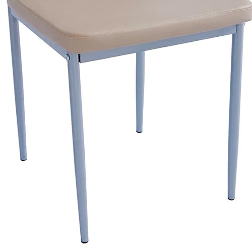 Beige Dining Chair Pu Leather Living Room Chair Set Of 2 Modern Kitchen Armless Side Chair With Metal Legs #TOP3