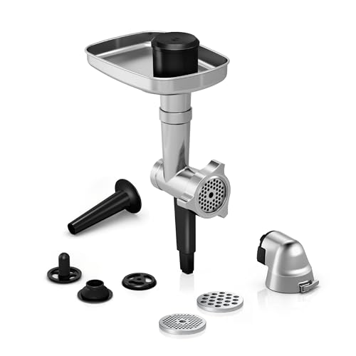 Bosch Zubehör-Set MUZ9HA1 Hunting Adventure, Fleischwolf, Wurststopfer, Kebbevorsatz, Lochscheiben 3,5 und 8mm, Fleischwolf aus Aluminium, passend für Küchenmaschine Serie 8, OptiMUM