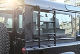 TINKI Car Rear ROOF Rack Access Expedition Type Aluminum Ladder in Black Color Compatible with Land Rover Defender 90/110 Models, Part # DA3073B (Side Roof Climbing Ladder, Matte Black)