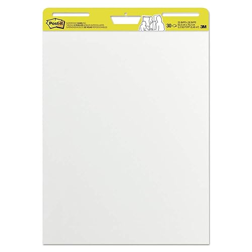Post-it - Almohadilla de caballete súper pegajosa de 25 x 30 pulgadas, color blanco, 30 hojasbloc, papel autoadhesivo de alta calidad, gran potencia