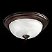 Quorum International 3066-13-86 13 Inch 2 Light Flush Mount In Oiled Bronze With Faux Alabaster Shade