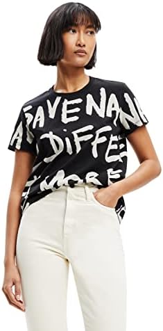 Desigual Women's T-Shirt Short Sleeve, Black, XL