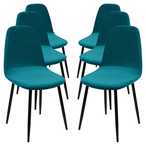 SearchI Shell Chair Cover Mid Century Modern Style for Kitchen Dining Room Chair Slipcovers Dining Chair Covers Parsons Chair Slipcover Stretch Chair Covers for Dining Room(Velvet-Turquoise，Set of 6)