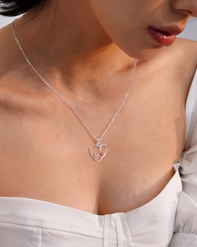 Colliers en argent sterling initiale cœur rose Mesovor - 3
