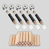 100-Pack 3-in-1 Furniture Connector Kit, Zinc Alloy Cam Lock with Nylon Insert Nut, 40mm Dowel Screws and Dowel Pins for RTA Cabinet, Closet, Drawer, Bed DIY Assembly & Repair