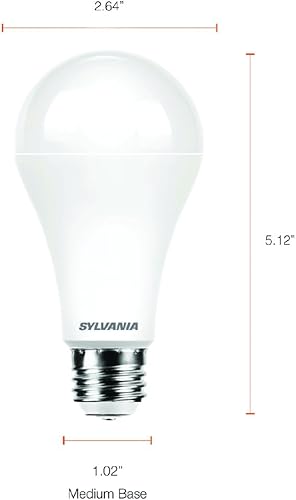 Vista 4 de Sylvania Bombilla LED A21 de 3 vías de 6/13/19W EverydayLED, 600/1500/2150 lúmenes, no regulable, 80 CRI, 2700K, blanco suave, 1 paquete (42052)