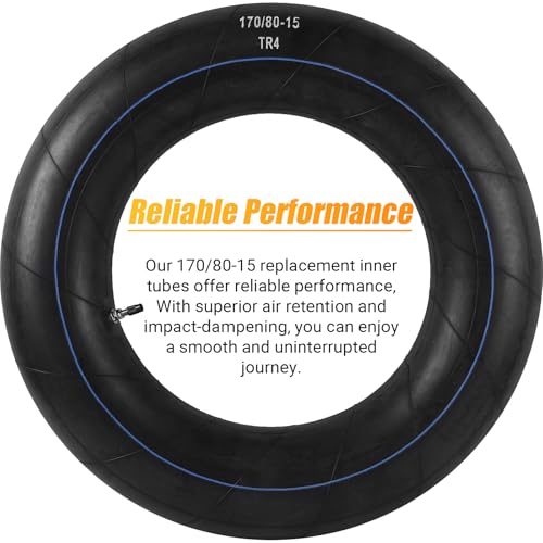 AR-PRO (Pacote com 2) Tubos internos de substituição 170/80-15 resistentes com haste de válvula TR4