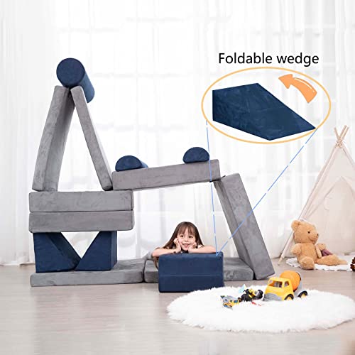 Gudoinsole Play Couch Sofa For Kids Imaginative Furniture Play Set For Creative Kids Girls And Boys Playroom Sofa 10 Set (Gray & Blue) #TOP5