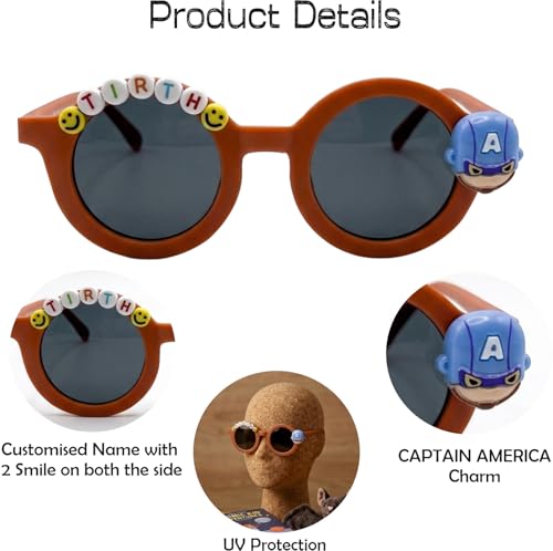 Image of PLAS ART STUDIO Customised round sunglasses Kids Sunglasses Get Kids Name on Frame For Girls & Boys. (Recommended Age 2+)