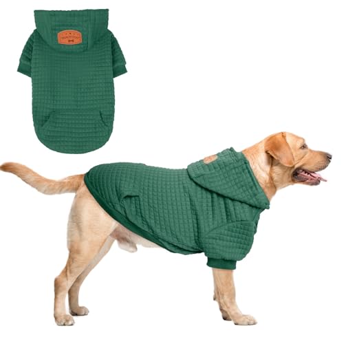 Image of BEAUTYZOO Dog Hoodies Sweater for Medium Dogs, Waffle‑Like Laminated Coat | Warm Dog Sweatshirt with Pocket & Leash Hole, Pullover Clothes for Girl Boy Dogs, Stretchy & Easy‑On‑Off, Bulldogs Pitbulls