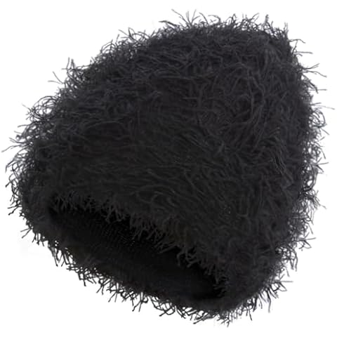 ROXUN Distressed Beanie, Fuzzy Shiesty Yeat Warm One Size for Men Women Winter Fashion Knit Cap Black Cover