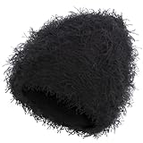 ROXUN Distressed Beanie, Fuzzy Shiesty Yeat Warm One Size for Men Women Winter Fashion Knit Cap Black
