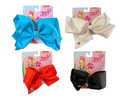 JoJo Siwa Signature Collection Hair Bows Basic Bows on Metal Salon Clip - Set Of 4