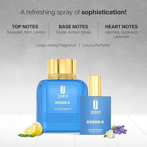 Image of JIDEN Luxury Ocean-X Eau De Parfum For Man Fresh Aqua Long Lasting with Seawater,Mint,Lemon Top Notes | Perfume For Men, 30ml - Valentine Gift for Boyfriend | Valentine Gift for Husband