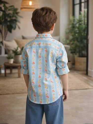 Image of superminis Boy's Cotton Regular Fit, Half Sleeves, Collared Neck, Printed Shirts for Casual Wear