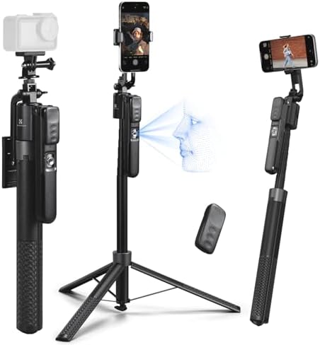 K&F CONCEPT スマホ 三脚 360°AI自動顔追跡 自撮り棒 180cm 6段階調節 6軸調整可能 スマホ ジンバル ジ...