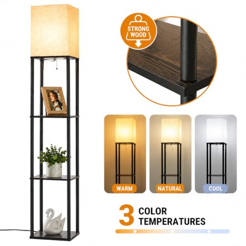 IPARTS EXPERT Floor Lamp w/Shelves Storage Display Dimmable LED, Black by IPARTS EXPERT - Used condition - Image 2