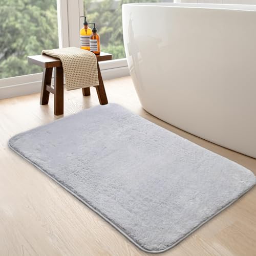 Bonny Home Grey, Non-Slip Bath Mat, 50 x 120 cm, Plush Bath Mat, Soft Bath and Shower Mat, for Bath, Shower and Toilet, Machine Washable, Quick Drying Bath Mat, Relax