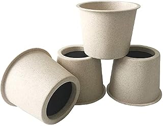 aspeike 4 inch Furniture Risers, 4 Pcs Plastic Bed Lifts, Lifts Up to 500 LBs, Durable Sturdy Risers, Couch Sofa Table Risers, Beige