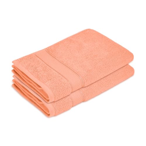 Image of BOUTIQUE LIVING Luxe Loom 100% Cotton 550 GSM Peach Hand Towels - Pack of 2