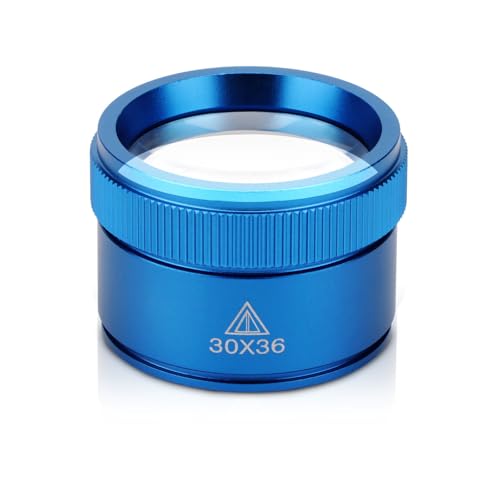 Rongon 30X Coins Magnifier Portable Small Magnifying Glasses Jeweler Loupe Optics Lens Glass for Jewelry Coin Seniors Reading Newspapers Scope Stamps Crafts Watch Repair (Blue, 30X36MM)