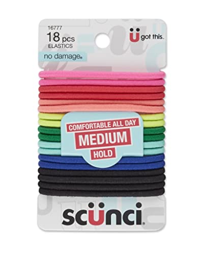 Scunci Multicolor No Damage Hair Elastic Ties, 18ct