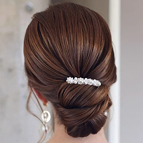 Aneneiceera Bride Wedding Pearl Hair Comb Clip Gold Hair Side Combs Beaded Hair Comb Pearl Headpieces Bride Hair Piece bridesmaid Hair Accessories for Women and Lady Girls(Gold D)