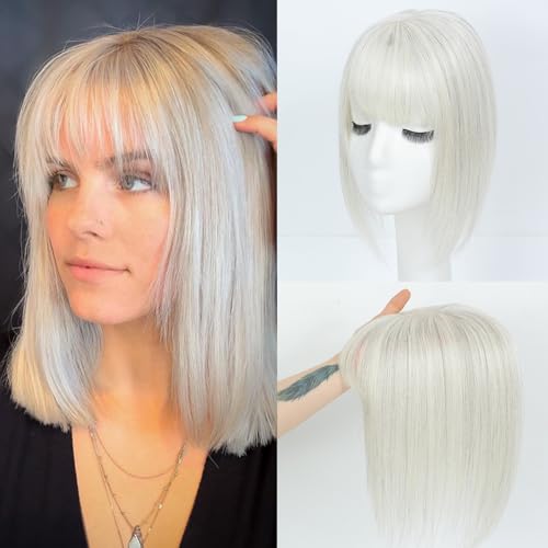JANATOUCH Human Hair Toppers For Women Platinum Blonde Color Toppers