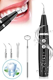 Wizco Plaque Remover for Teeth Teeth Cleaning Kit with 5 Modes,Portable Teeth Stain Remover Tool,No Need Water Flosser,Tartar Remover for Teeth with IPX6 Waterproof/LED/2 Replaceable Clean Heads-BLACK