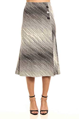 Sommer Saia Midi Jacquard Feminino, P, Preto/Branco